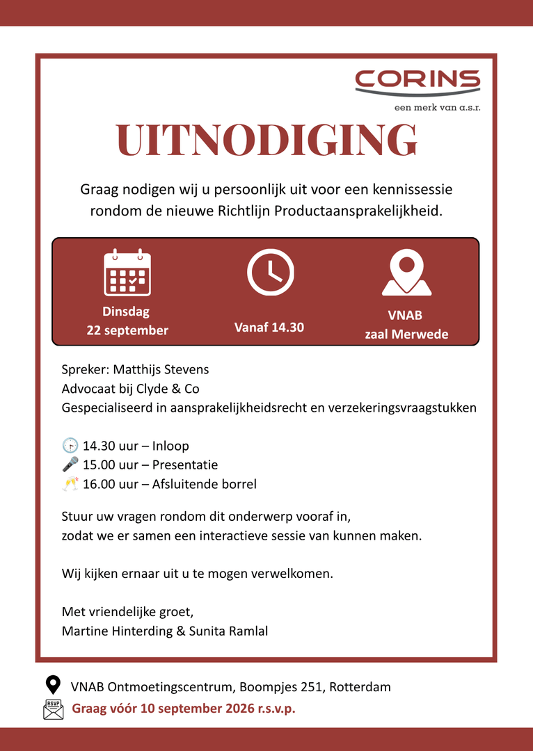 Marktevent Aansprakelijkheid Corins